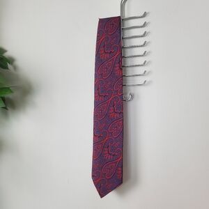 Vintage Dacron Paisley Red & Blue Men's Tie Bandana Style